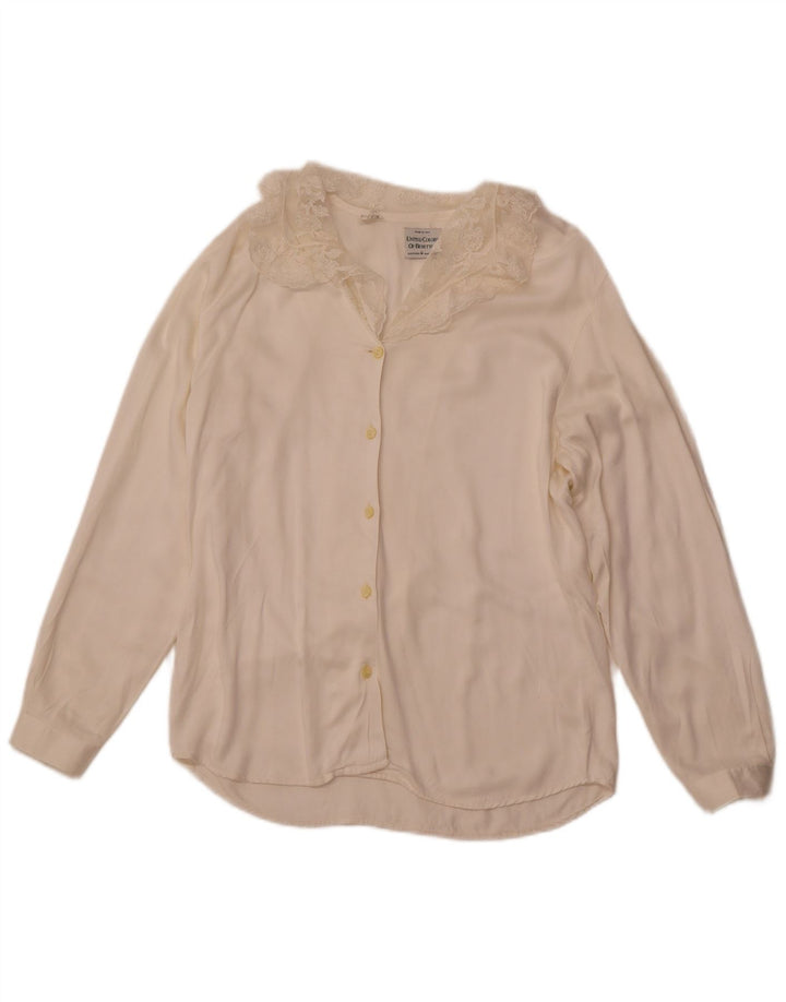 BENETTON Blusa Camisa Mujer IT 44 Medium Off White Viscosa