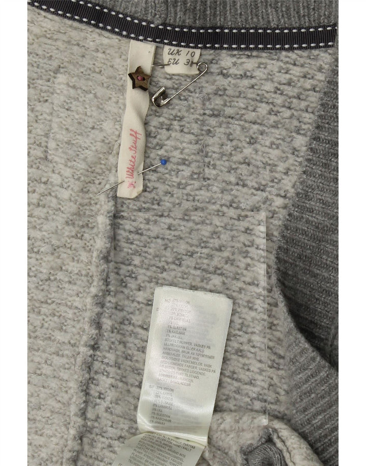 WHITE STUFF Womens Open Cardigan Sweater UK 10 Small Grey Colourblock Vintage White Stuff and Second-Hand White Stuff from Messina Hembry 