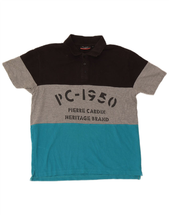 Pierre Cardin Polo gráfico para hombre con bloques de color multicolor grande