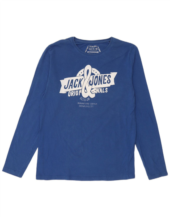 Jack & Jones Hombre Camiseta Estampada De Manga Larga De Algodón Azul Grande