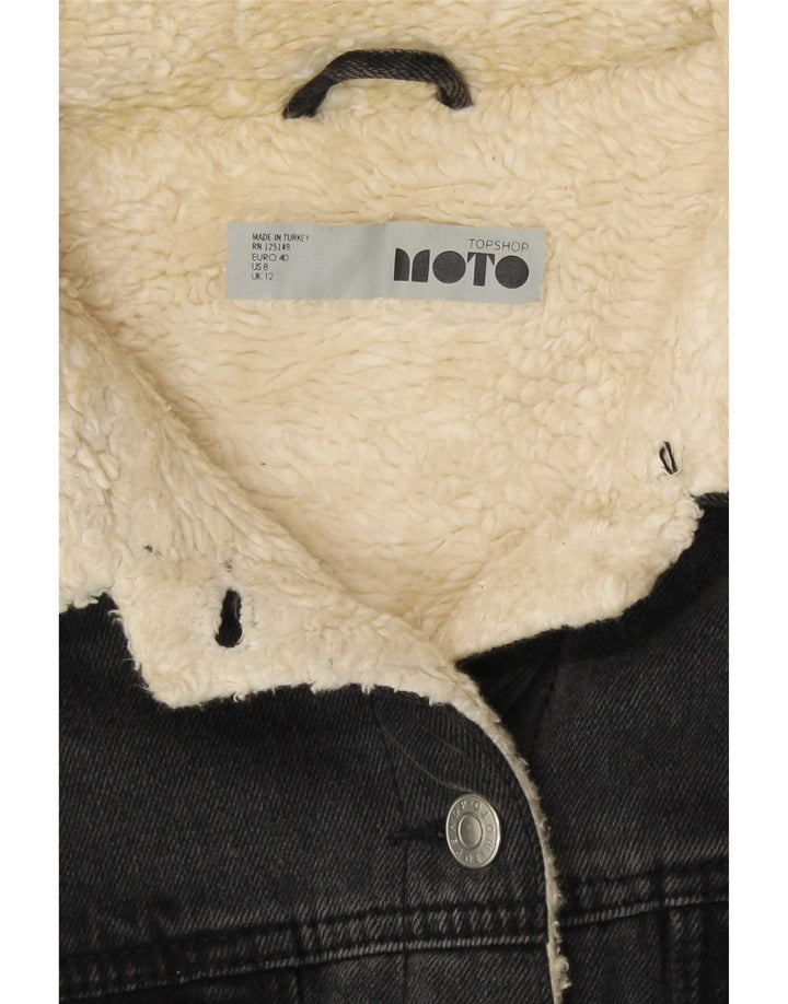 Topshop Chaqueta vaquera Sherpa para mujer Reino Unido 12 Algodón gris medio