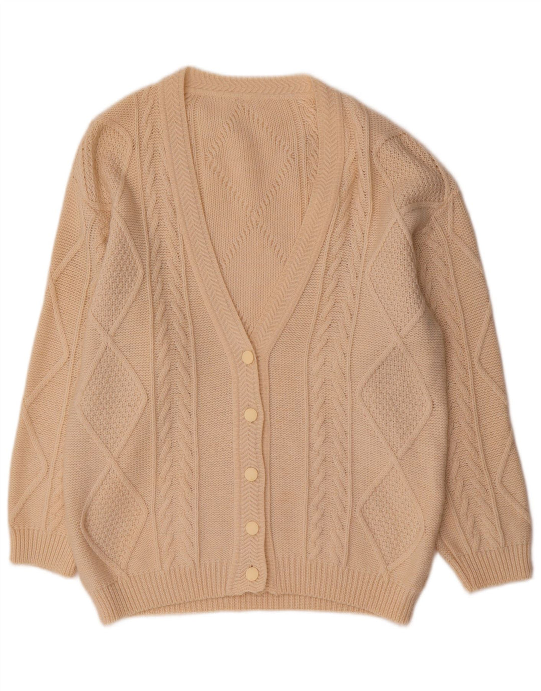 Vintage mujer Cardigan suéter Reino Unido 14 lana beige media