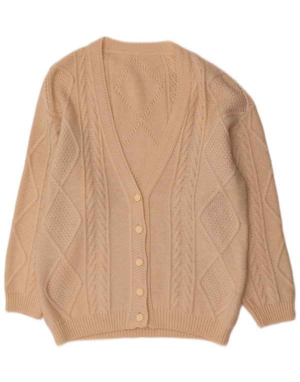Vintage mujer Cardigan suéter Reino Unido 14 lana beige media