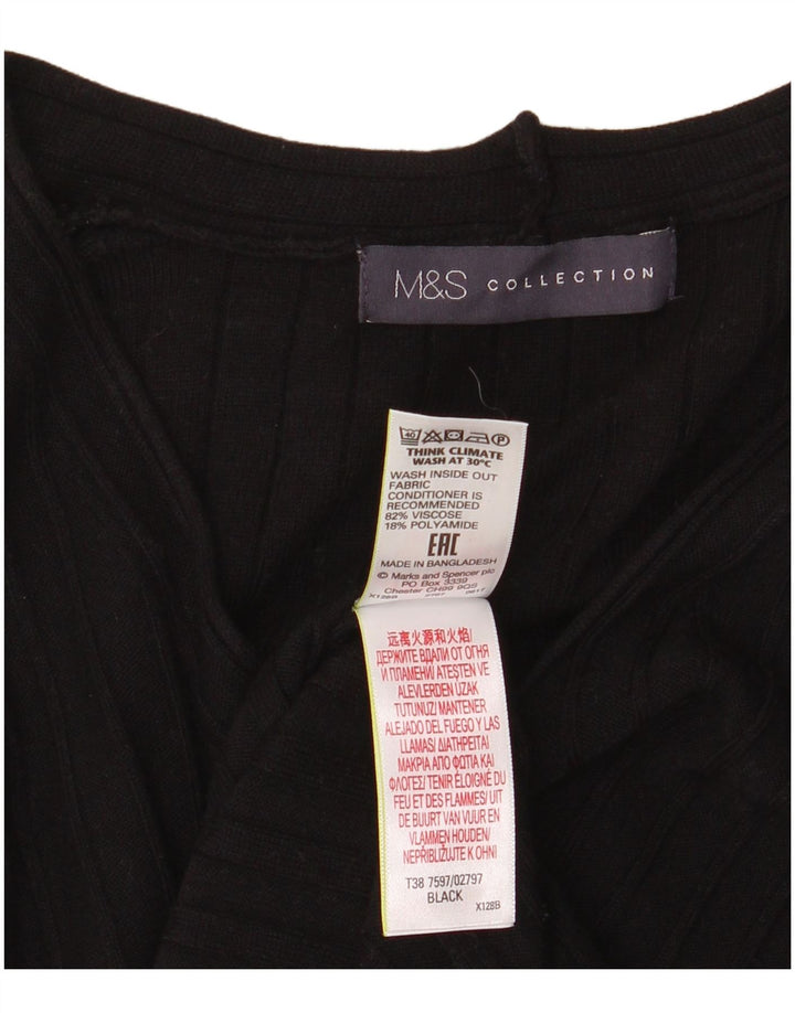 Marks & Spencer Suéter con Cuello en V para Mujer UK 8 Small Viscosa Negra