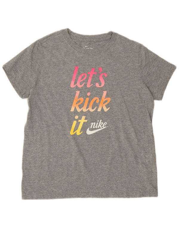NIKE Camiseta gráfica para mujer UK 40 XL Algodón gris