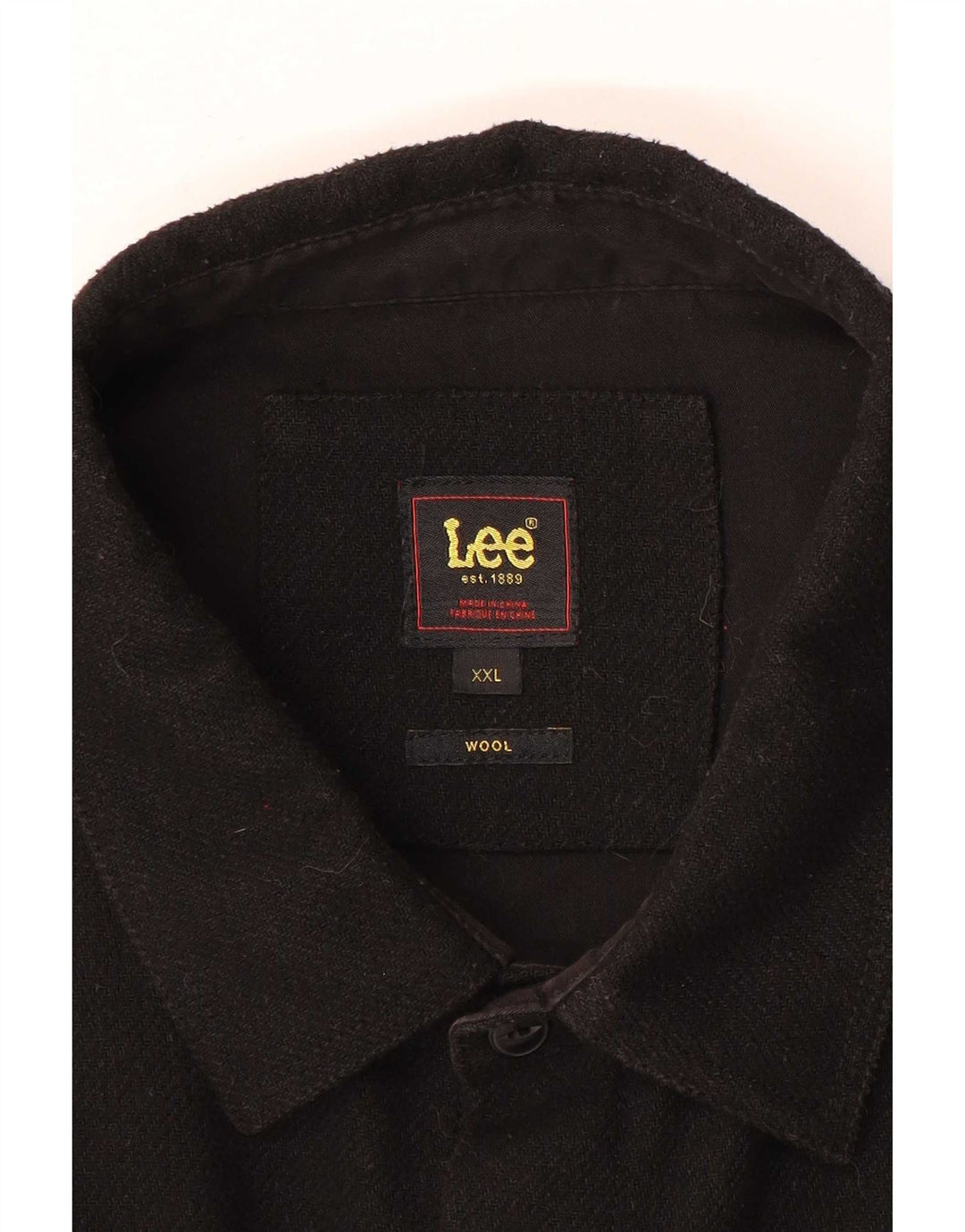 Lee Mens Overshirt Camisa De Franela 2XL Lana Negra