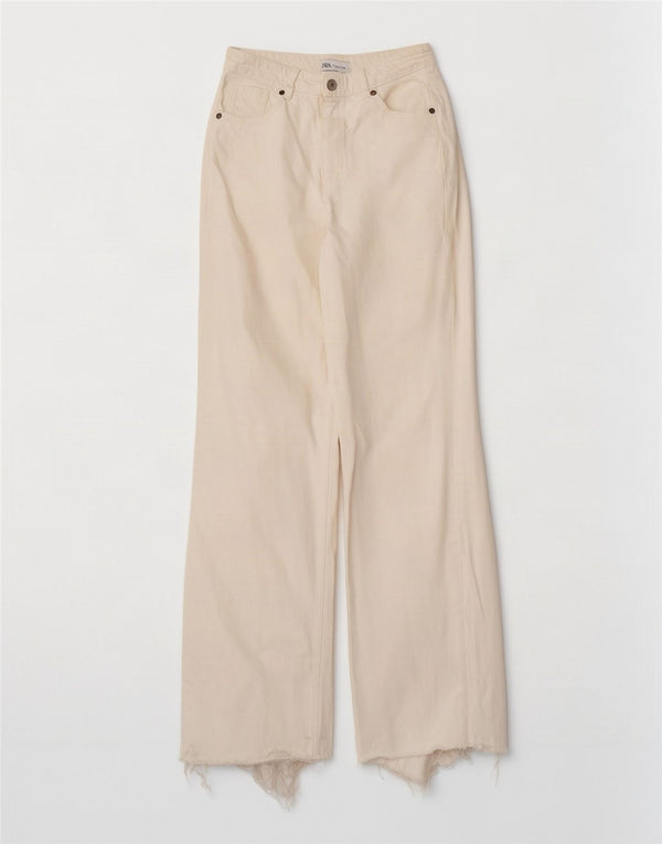 Zara Jeans De Pierna Ancha De Cintura Alta Para Mujer EU 36 XS W26 L34 Blanco