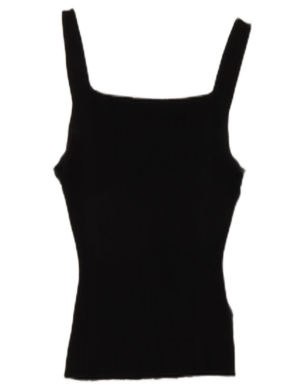 Zara Mujer Crop Cami Top UK 42 Medium Viscosa Negra