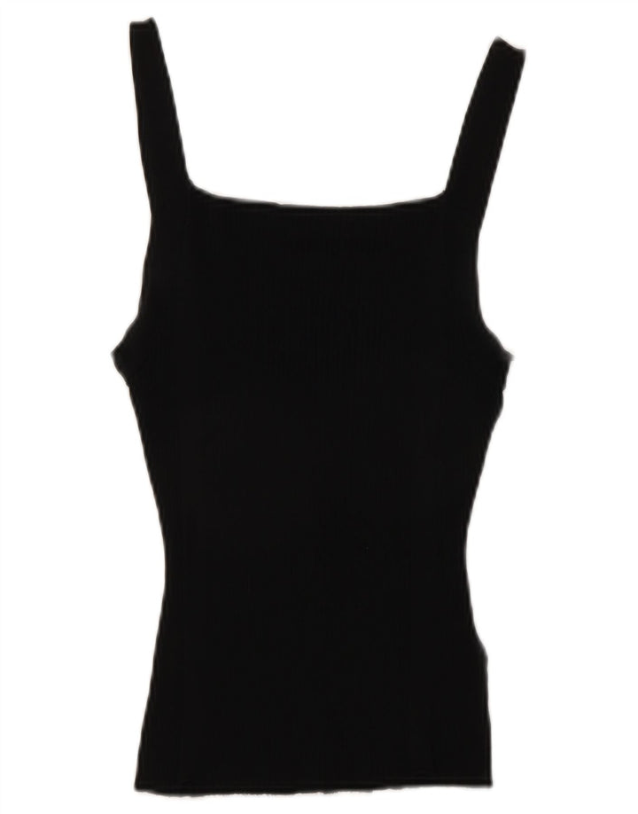 Zara Mujer Crop Cami Top UK 42 Medium Viscosa Negra