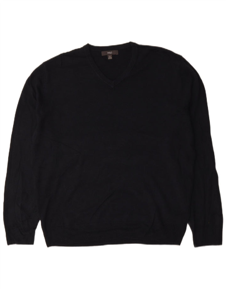 Marks & Spencer Suéter con Cuello en V para Hombre 2XL Acrílico Negro