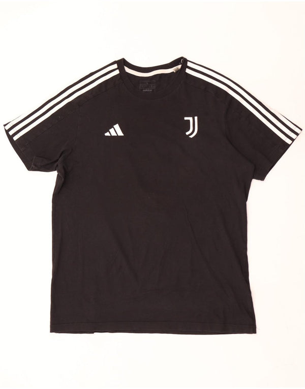 Adidas Mens Juventus Camiseta Top Grande Algodón Negro
