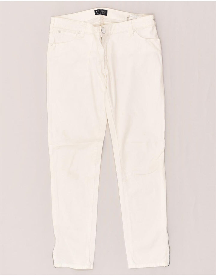 ARMANI Womens Slim Casual Trousers W28 L26 White Cotton | Vintage Armani | Thrift | Second-Hand Armani | Used Clothing | Messina Hembry 