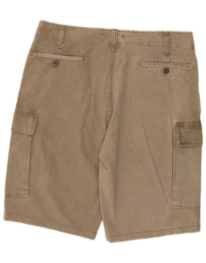 Vintage hombres cargo pantalones cortos W36 algodón caqui grande