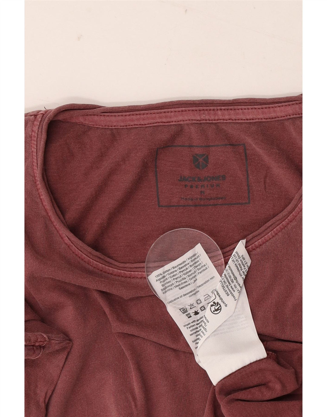 Jack & Jones Hombre Camiseta Top Medium Granate Algodón