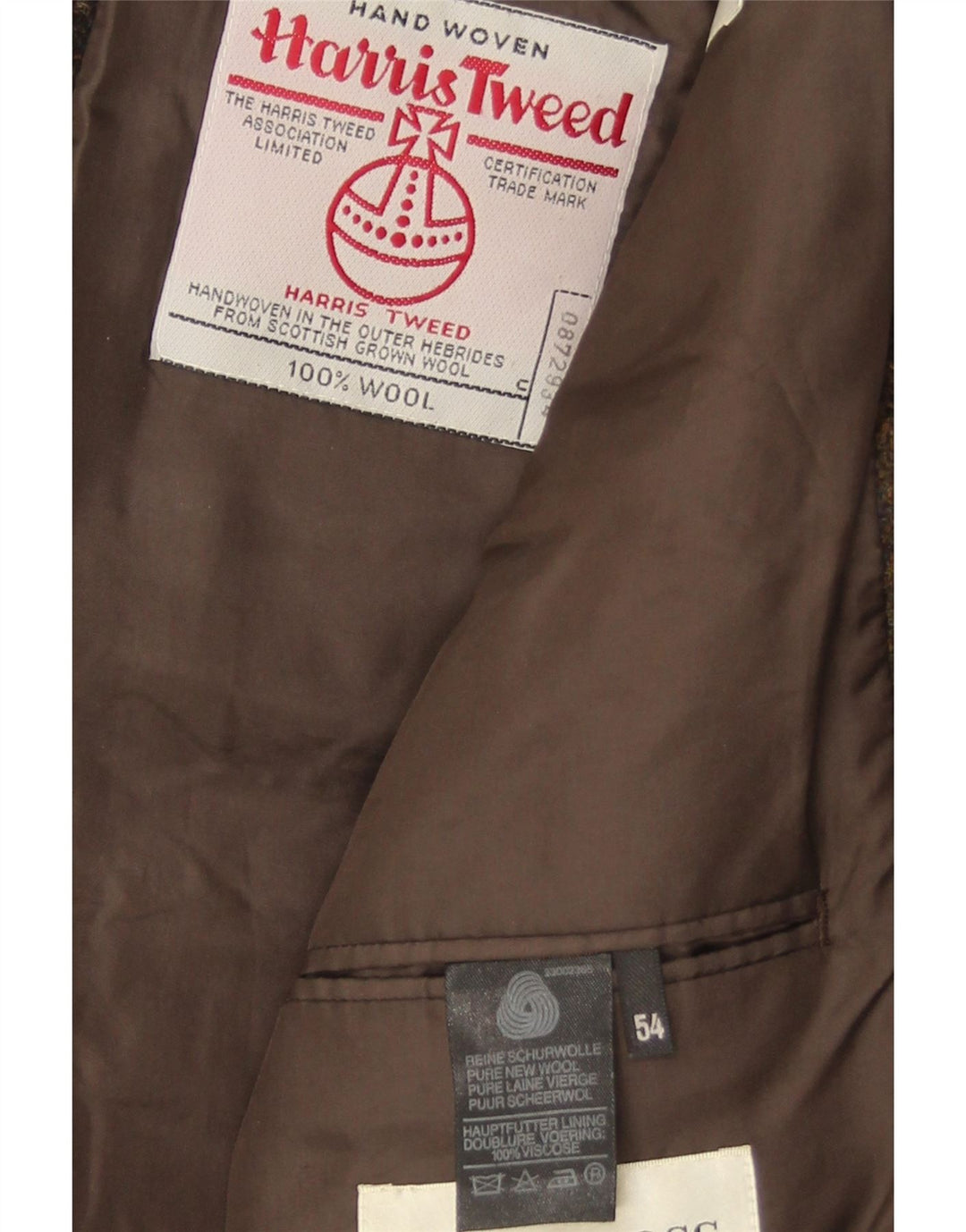 HARRIS TWEED Chaqueta tipo blazer de 2 botones para hombre IT 54 2XL Marrón a cuadros Lana nueva