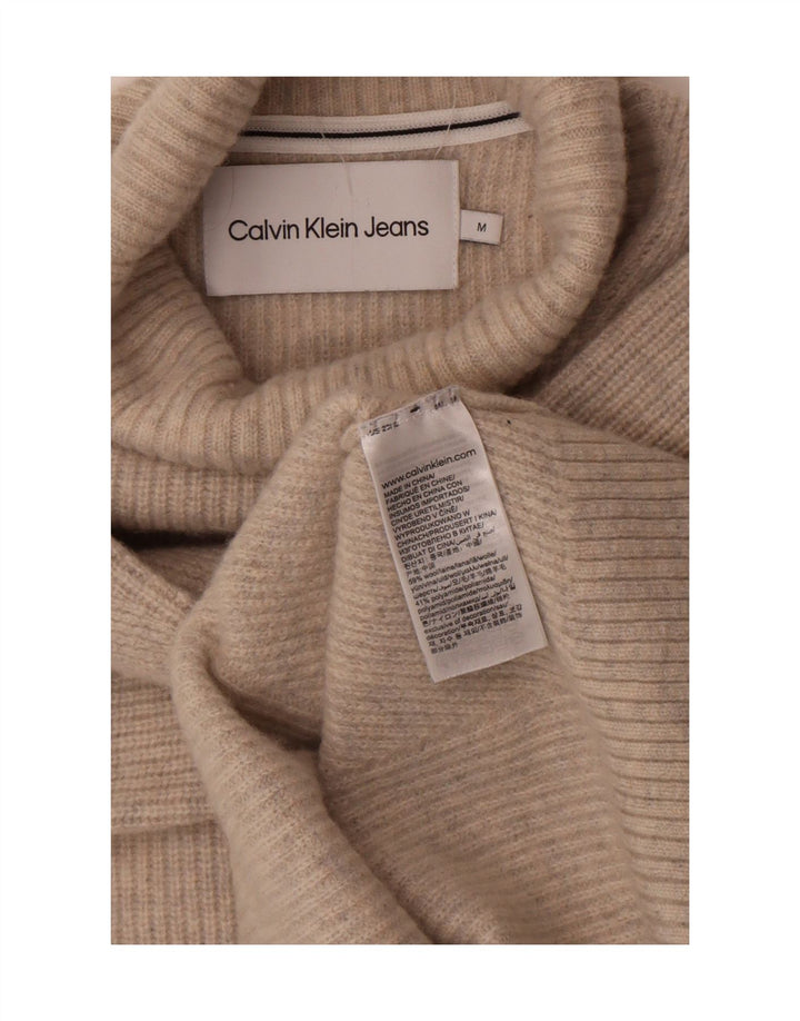 Calvin Klein Jeans Hombre Roll Neck Jumper Suéter De Lana Beige Medio