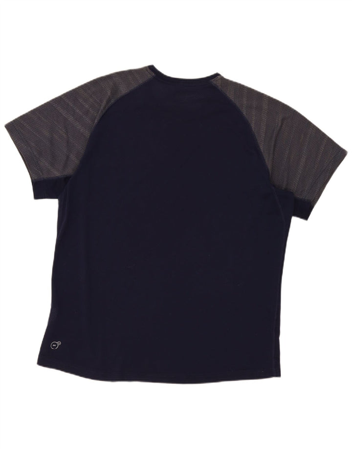 Puma Camiseta para hombre Top XL Azul marino Colorblock Poliéster