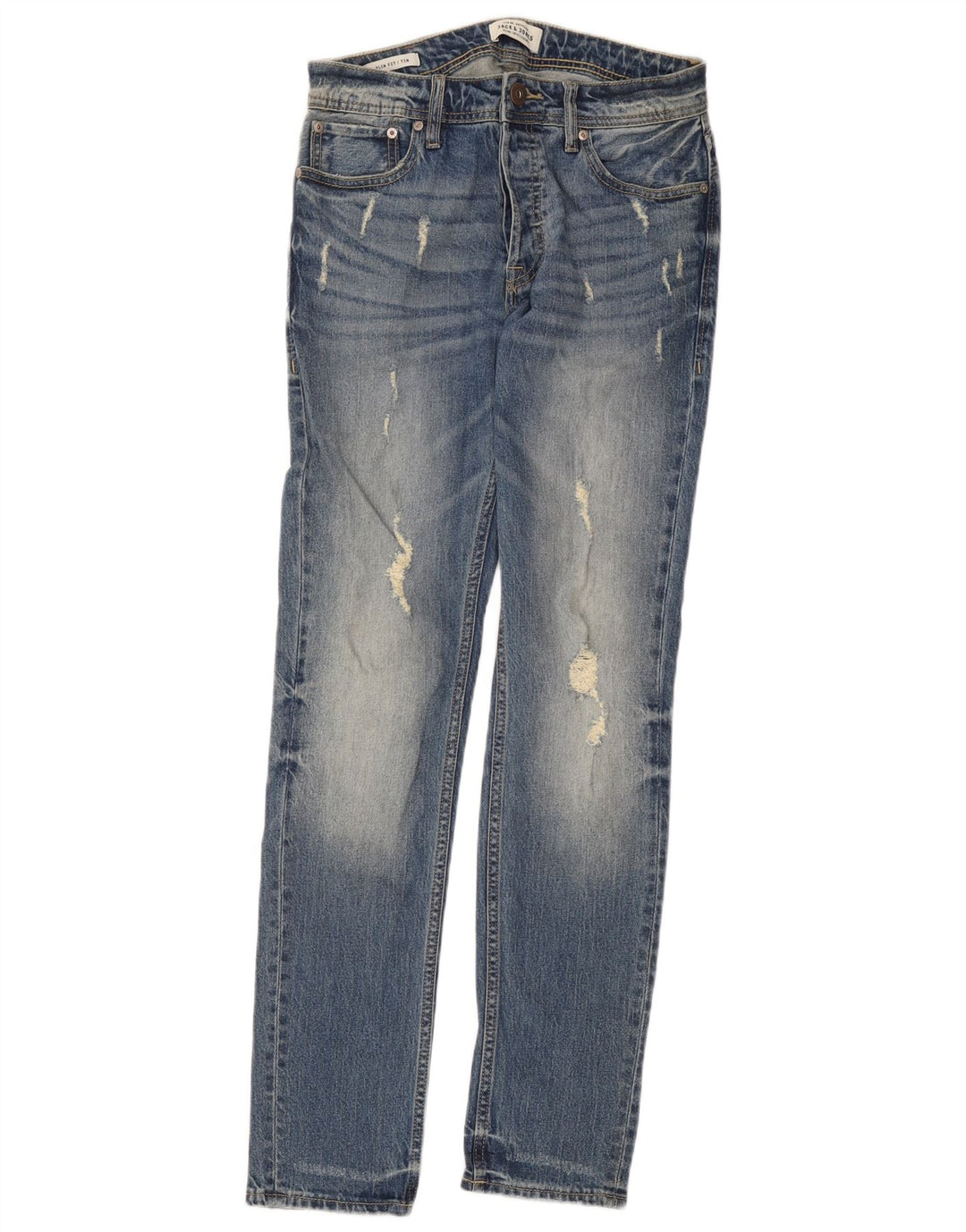 Jack & Jones Hombre Tim Vaqueros Slim Desgastados W27 L32 Azul