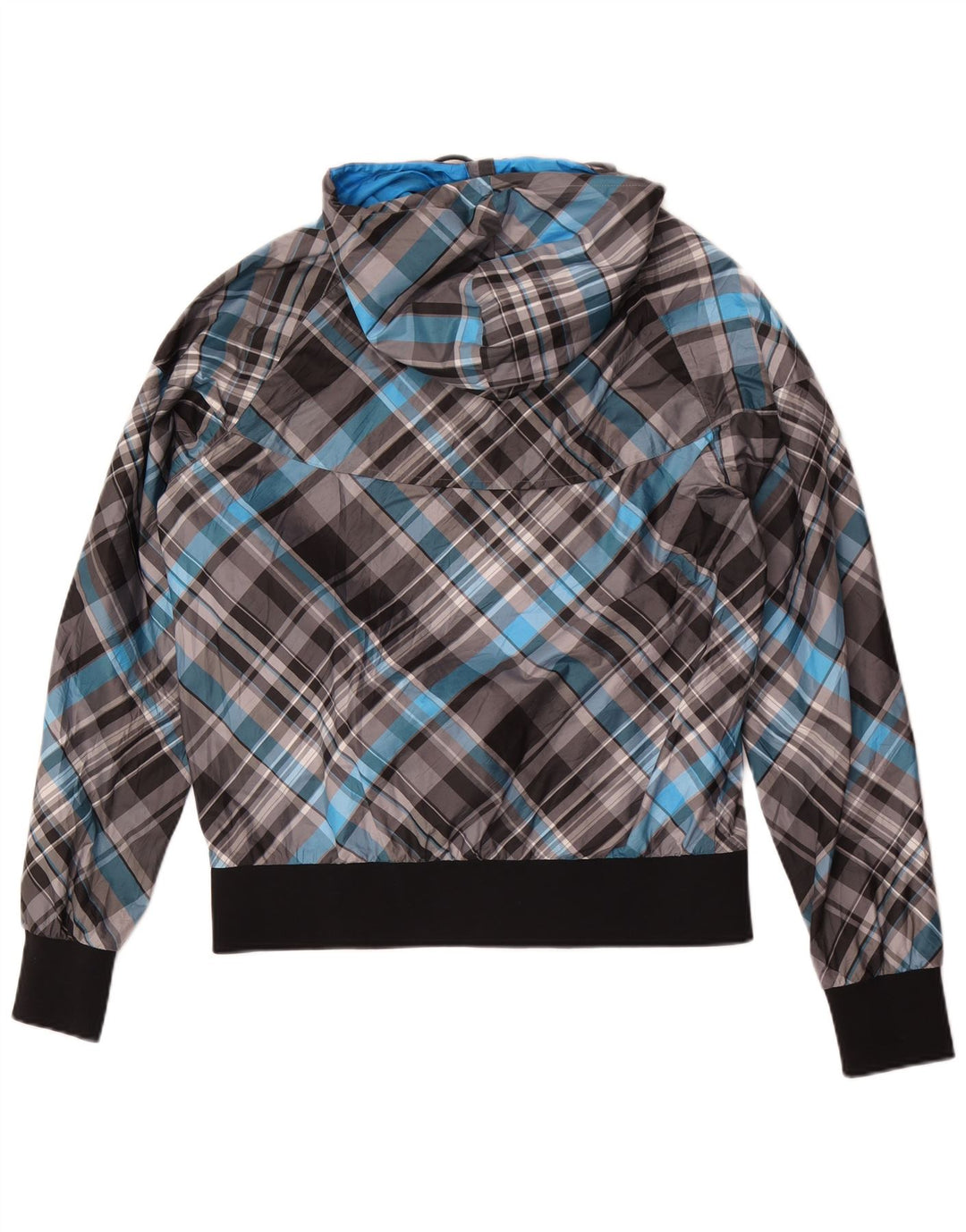 Nike - Chaqueta de chándal con capucha para hombre, poliéster, cuadros grises grandes