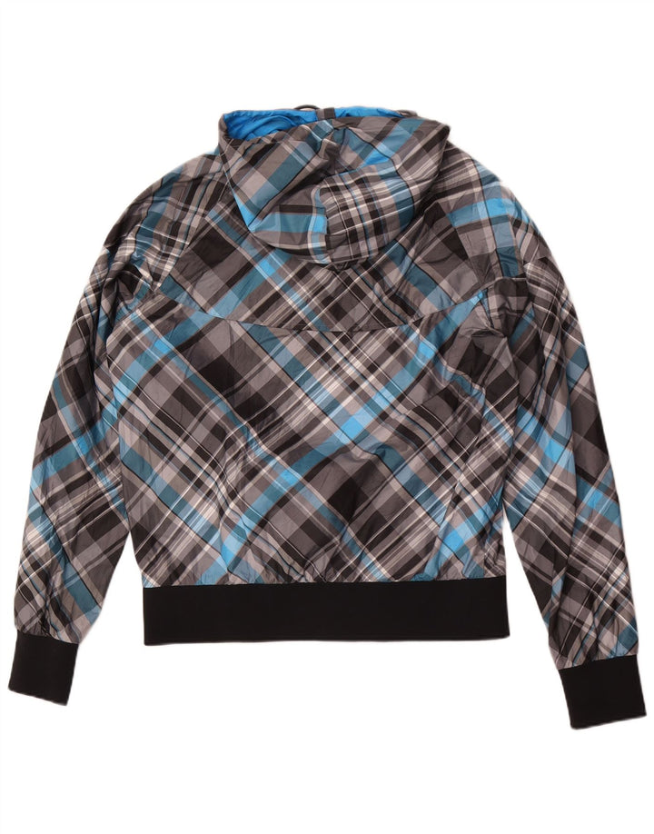 Nike - Chaqueta de chándal con capucha para hombre, poliéster, cuadros grises grandes