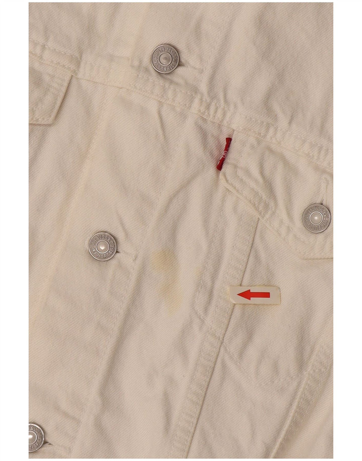 LEVI'S Chaleco vaquero corto para mujer Reino Unido 46 Algodón blanco grande