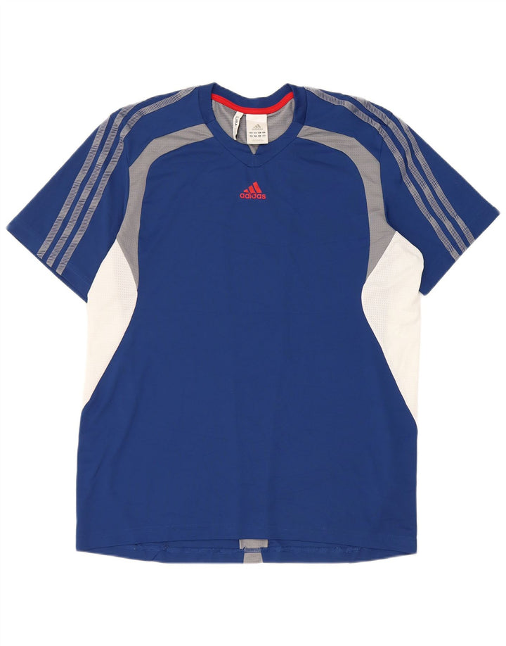 Adidas Hombre Climacool Camiseta Top Grande Azul Colorblock Poliéster