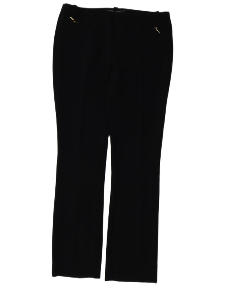 ZARA Mujer Pantalón Traje Recto Large W30 L32 Negro