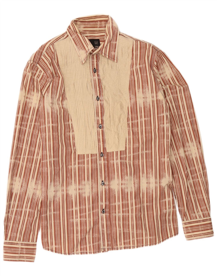 Camisa Gas Hombre Grande Algodón A Rayas Marrón