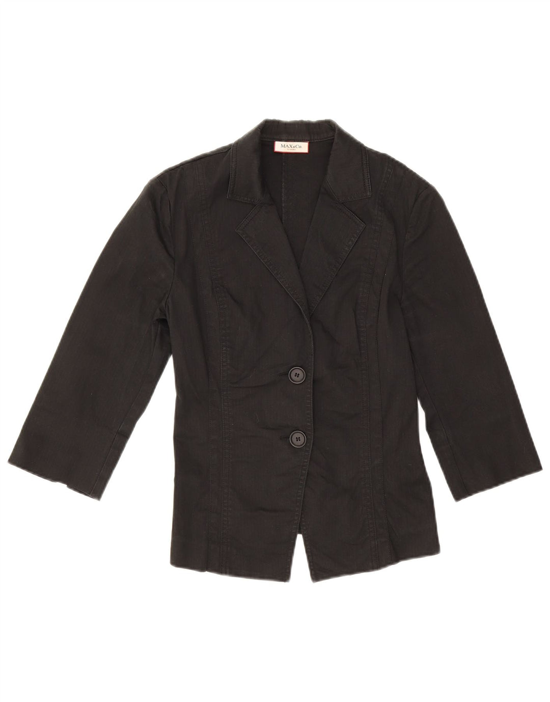 Max & Co. Chaqueta blazer de manga 3/4 con 2 botones para mujer UK 6 XS Algodón negro