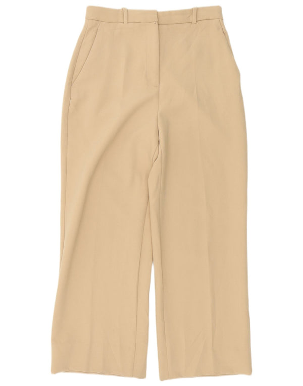 Zara Mujer Pantalones Chinos De Pierna Ancha De Cintura Alta Mediano W30 L28 Beige
