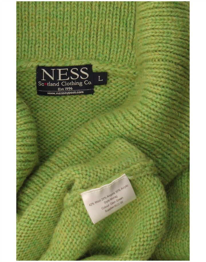 Ness - Jersey con cuello vuelto para mujer, talla 40, talla grande, lana verde