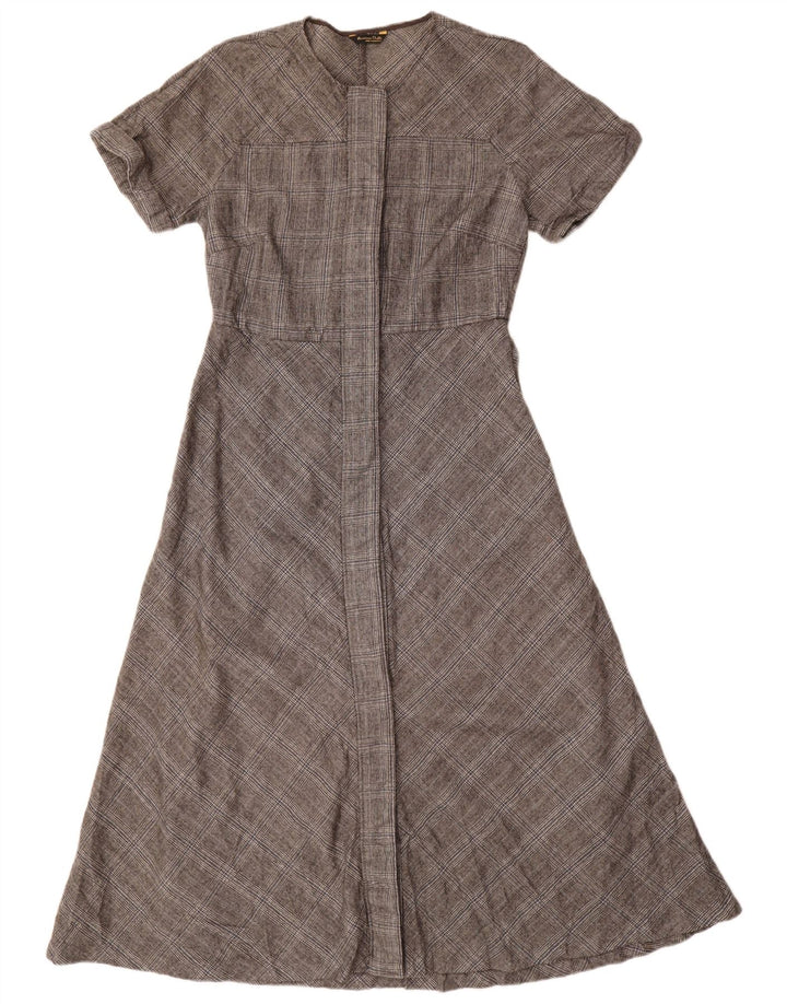 Massimo Dutti Vestido Acampanado Mujer EU 40 Lana Pata De Gallo Gris Medio
