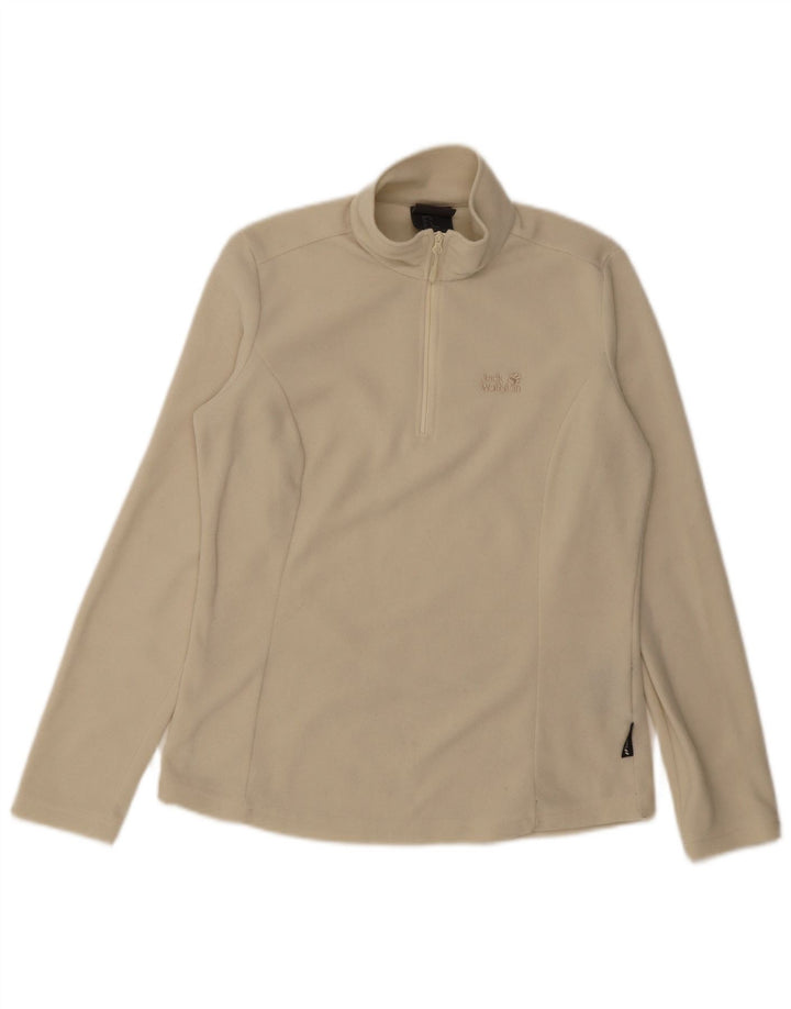 Jack Wolfskin Jersey polar con cremallera y cuello para mujer UK 42 Poliéster beige medio