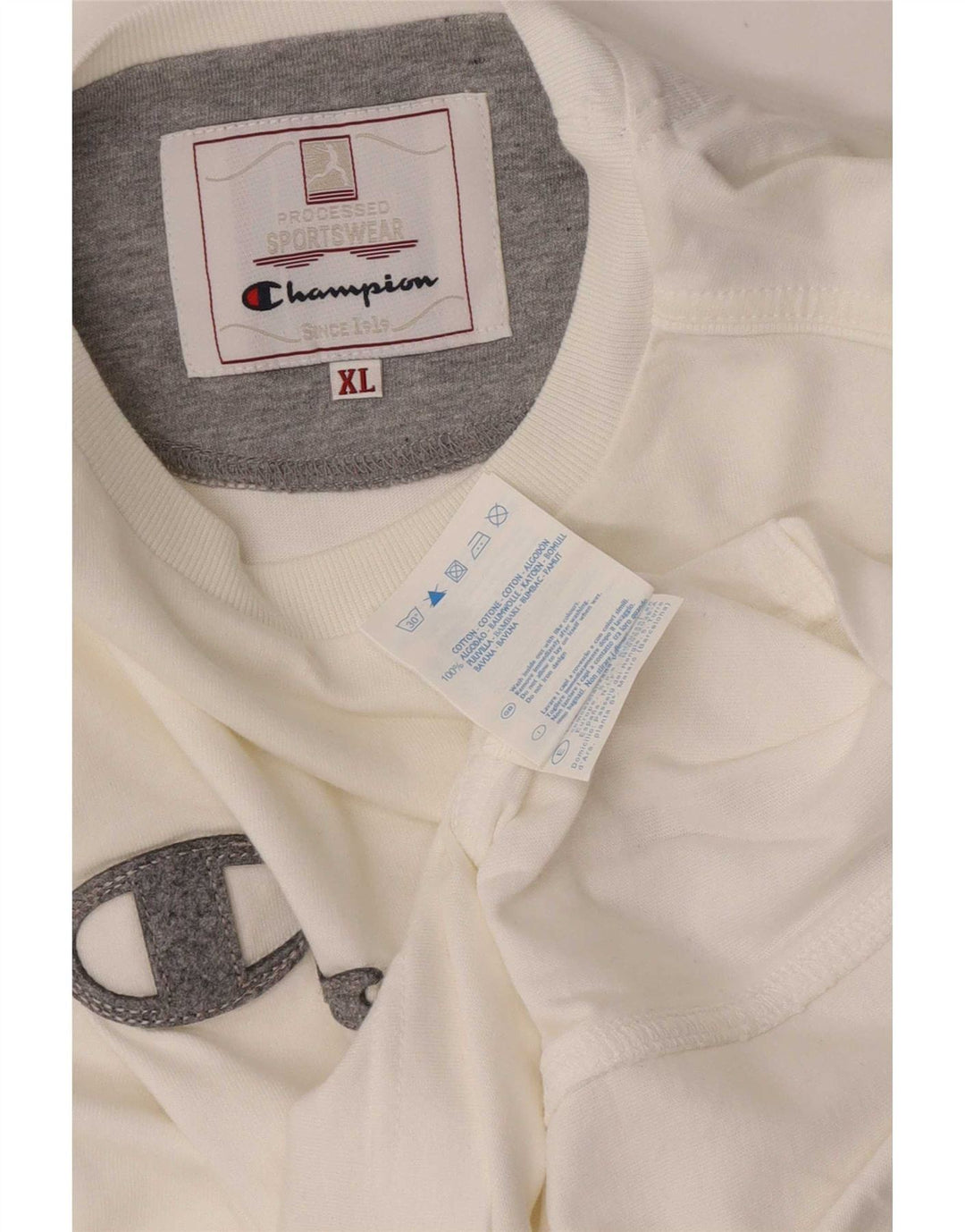 Champion Camiseta gráfica para hombre de manga larga XL de algodón blanco