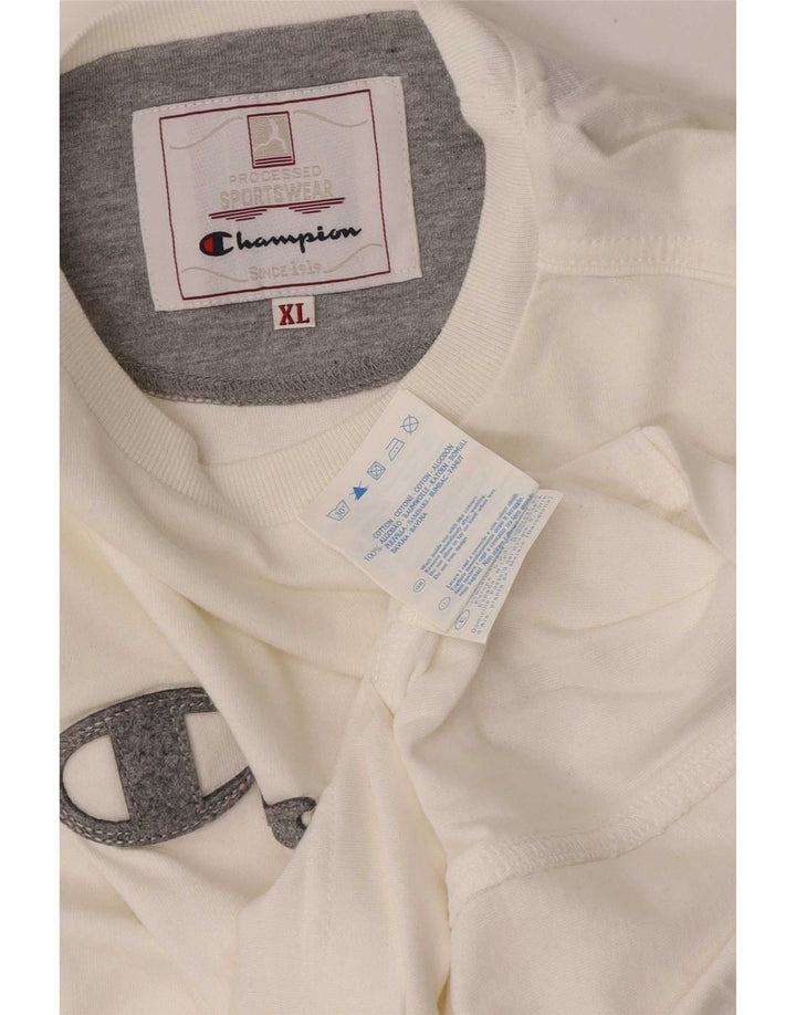 Champion Camiseta gráfica para hombre de manga larga XL de algodón blanco