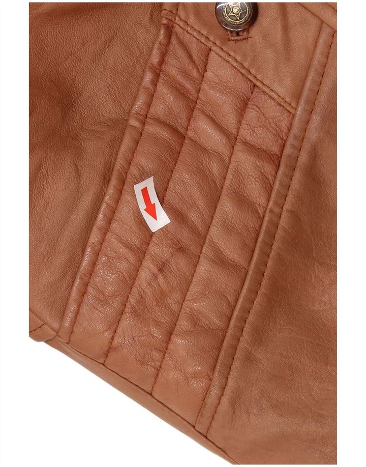 Vintage mujer chaqueta de piel de gran tamaño Reino Unido 16 marrón grande