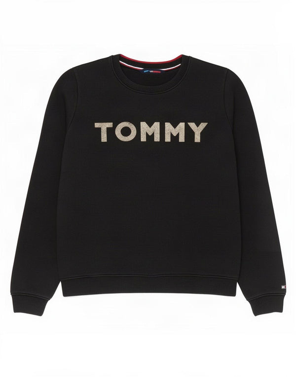 Tommy Hilfiger Sudadera gráfica para mujer Jumper UK 14 Mediano Algodón negro