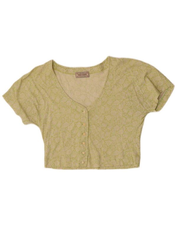 Benetton Blusa Corta De Manga Corta Para Mujer ES 40 Small Verde Floral