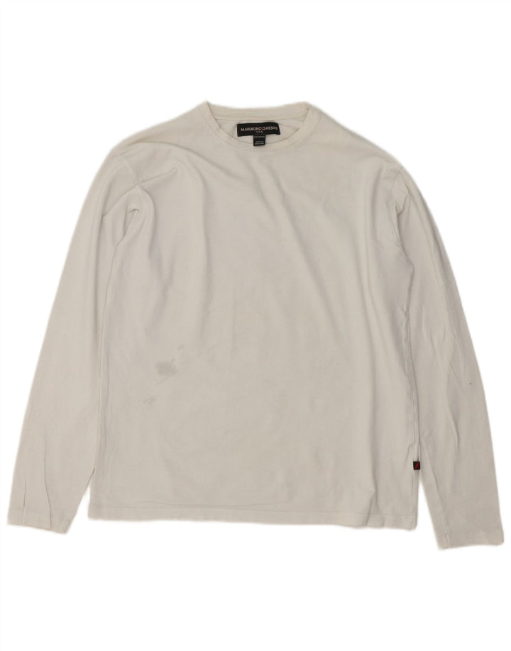 Marlboro Classics Top Hombre Manga Larga Algodón Blanco Mediano