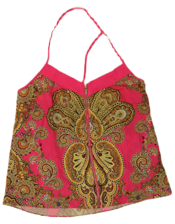 Ted Baker Top Halter para Mujer UK 42 Poliéster Paisley Rosa Medio