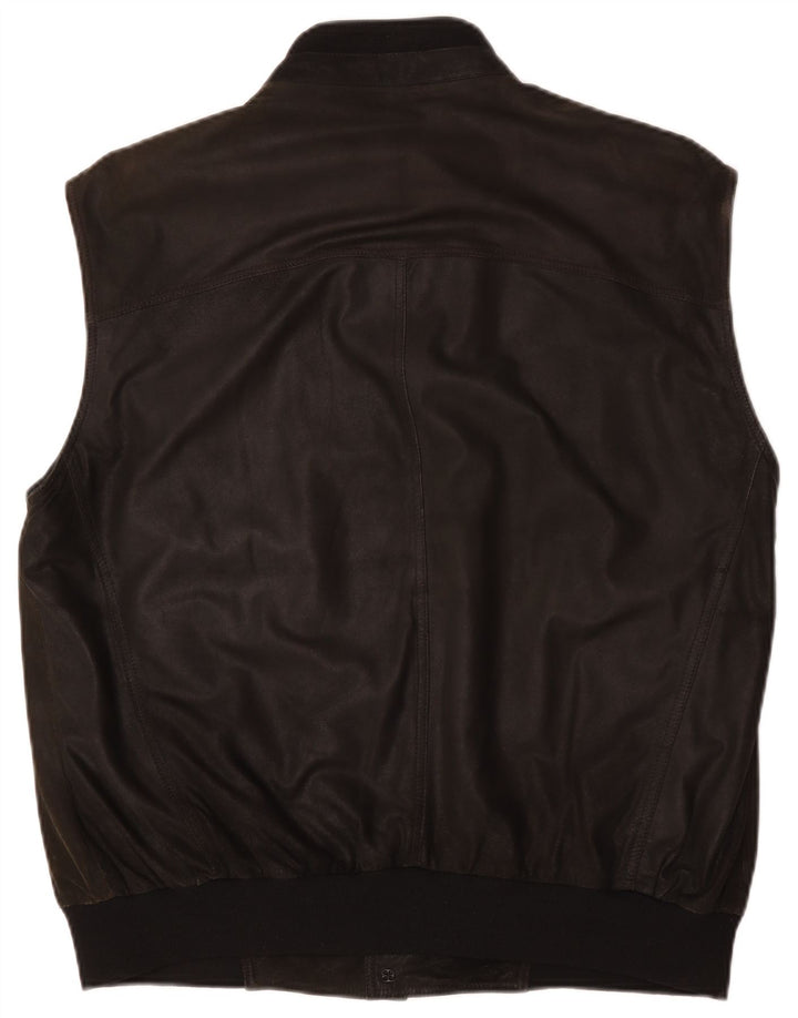 Striwa Chaleco de cuero para hombre IT 58 4XL Cuero negro