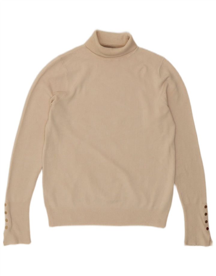 Zara Mujer Roll Neck Jumper Sweater UK 12 Medium Off White Viscosa