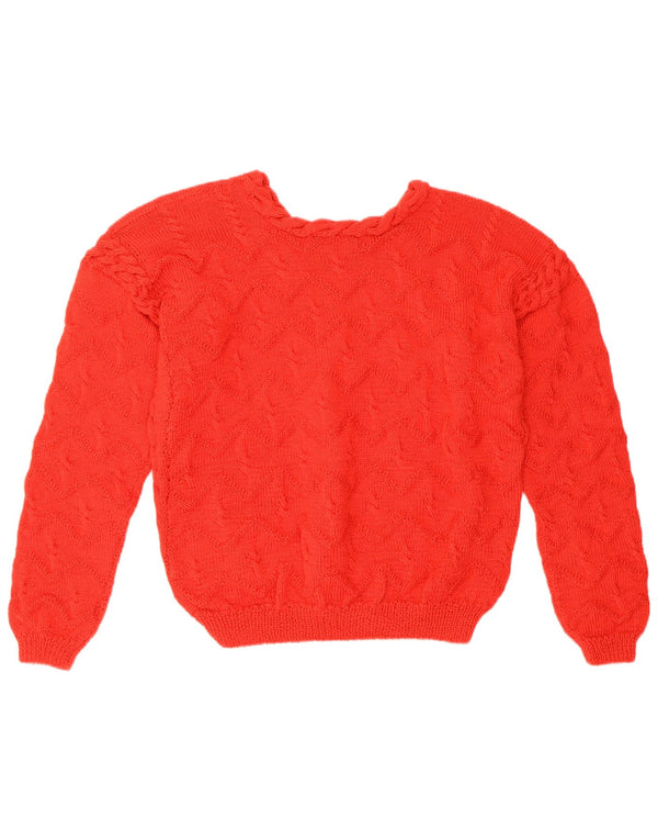 Vintage mujer cuello redondo jersey suéter Reino Unido 14 rojo grande
