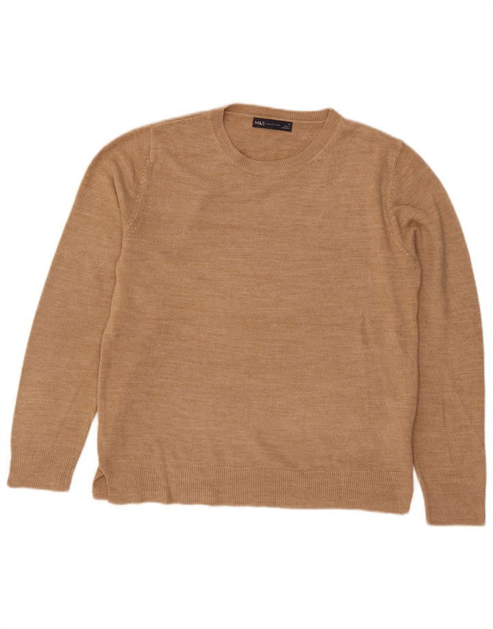 Marks & Spencer Suéter de cuello redondo para mujer UK 44 Acrílico beige medio