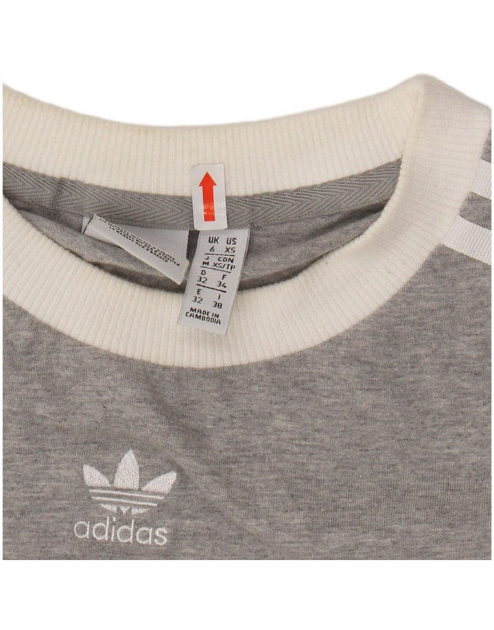 ADIDAS Camiseta de manga larga para mujer UK 6 XS Algodón moteado gris