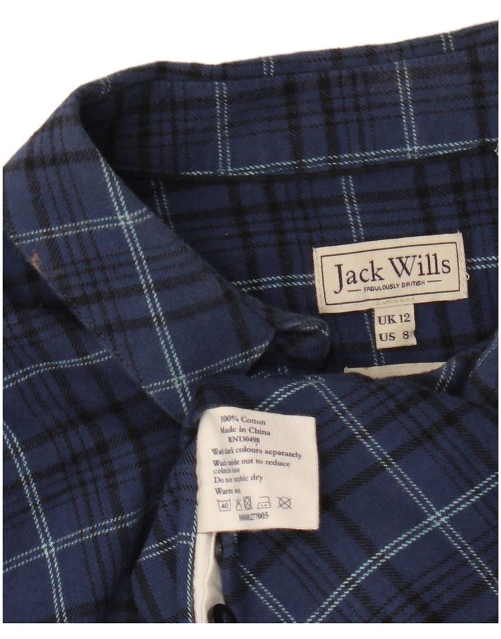 JACK WILLS Camisa de franela para mujer UK 12 Medium Azul marino Cuadros Algodón