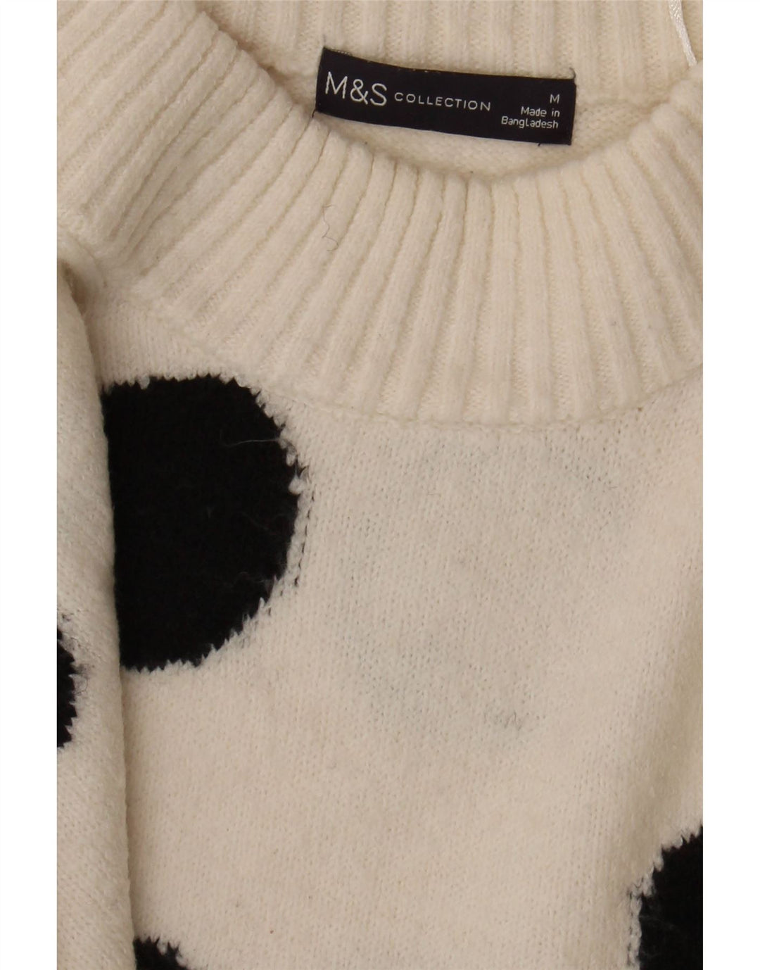 MARKS & SPENCER Womens Crew Neck Jumper Sweater UK 14 Medium White Vintage Marks & Spencer and Second-Hand Marks & Spencer from Messina Hembry 