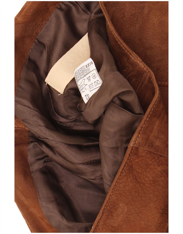 VINTAGE Falda de cuero para mujer IT 42 Medio W30 Marrón Patchwork Cuero