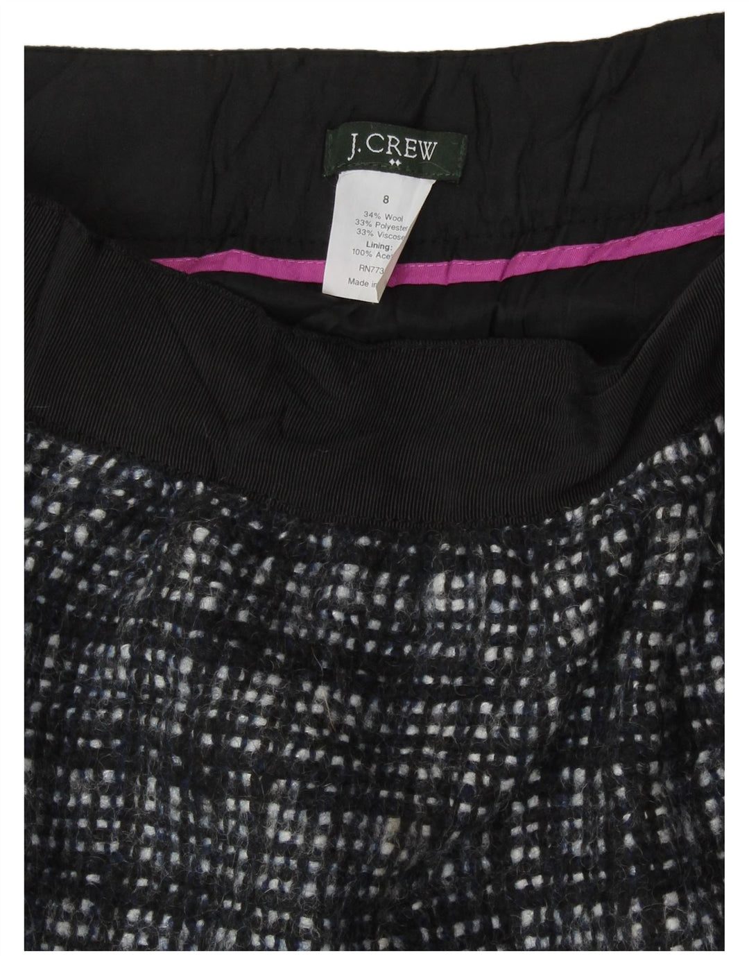 J. CREW Minifalda para mujer US 8 Mediana W30 Lana a cuadros negra