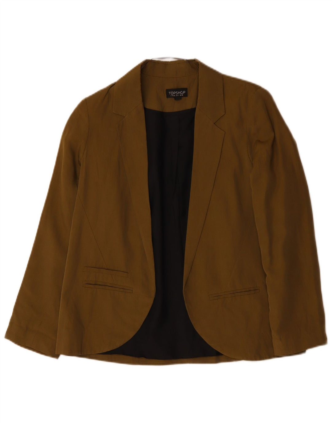 TOPSHOP Chaqueta tipo blazer abierta de gran tamaño para mujer UK 10 Small Khaki Lyocell